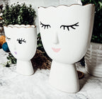 Coquette Porcelain Vases Set Of 2 Wink And Smile Ceramic Vases With Gold Trim Slim Vanity Decor