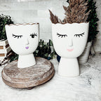 Coquette Porcelain Vases Set Of 2 Wink And Smile Ceramic Vases With Gold Trim Slim Vanity Decor