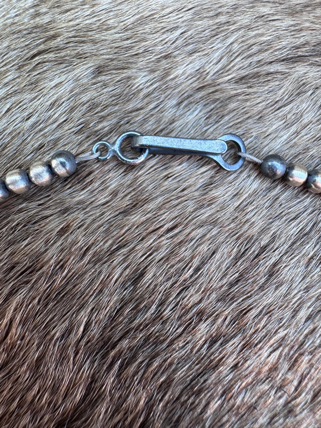 Handcrafted Sterling Silver & Pillow Turquoise 3mm Beaded Necklace