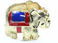 Brass Hinged Elephant Bangle With Red Blue Enamel Accent