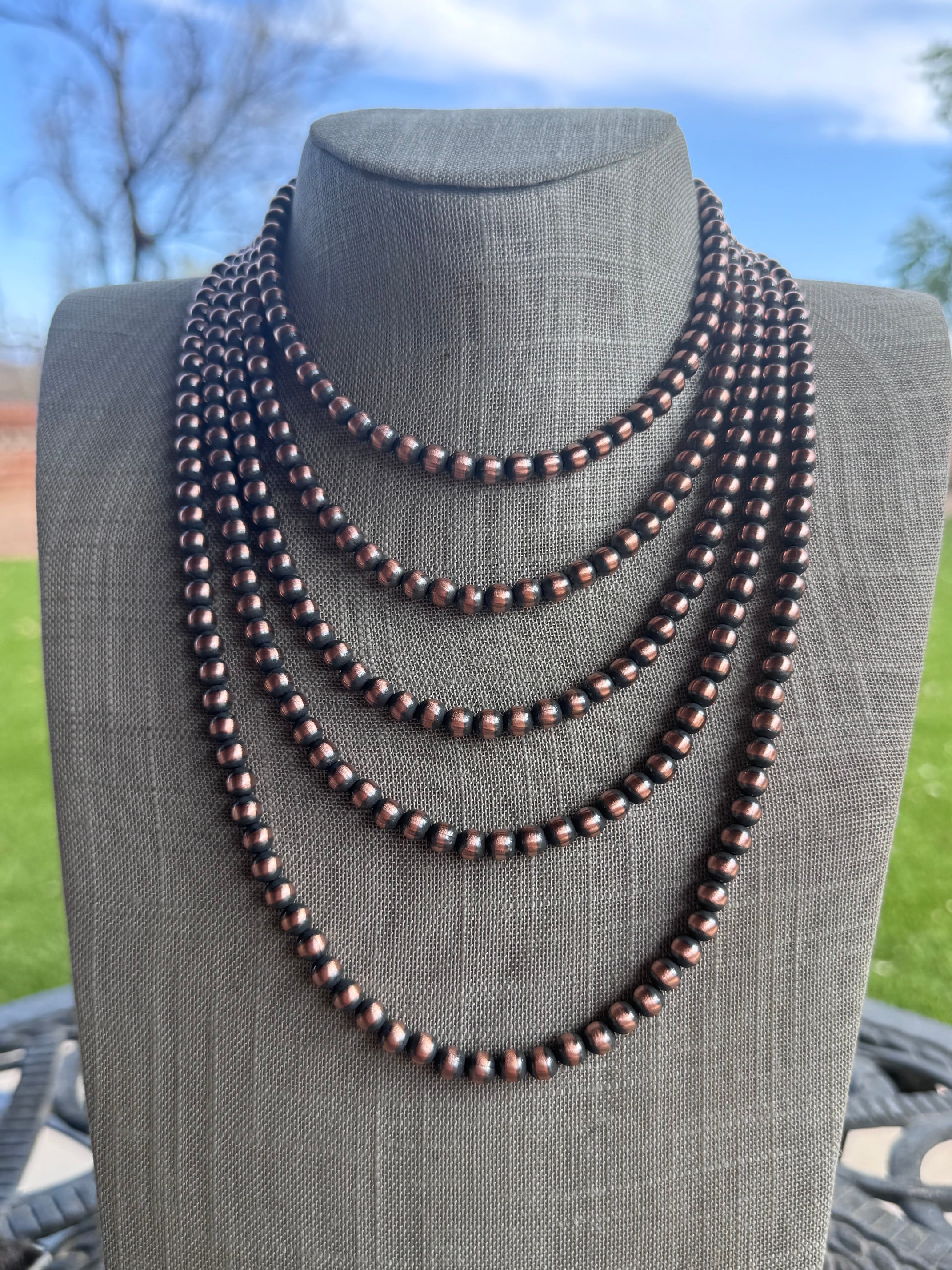 Handcrafted Copper 6mm Beaded Necklace
