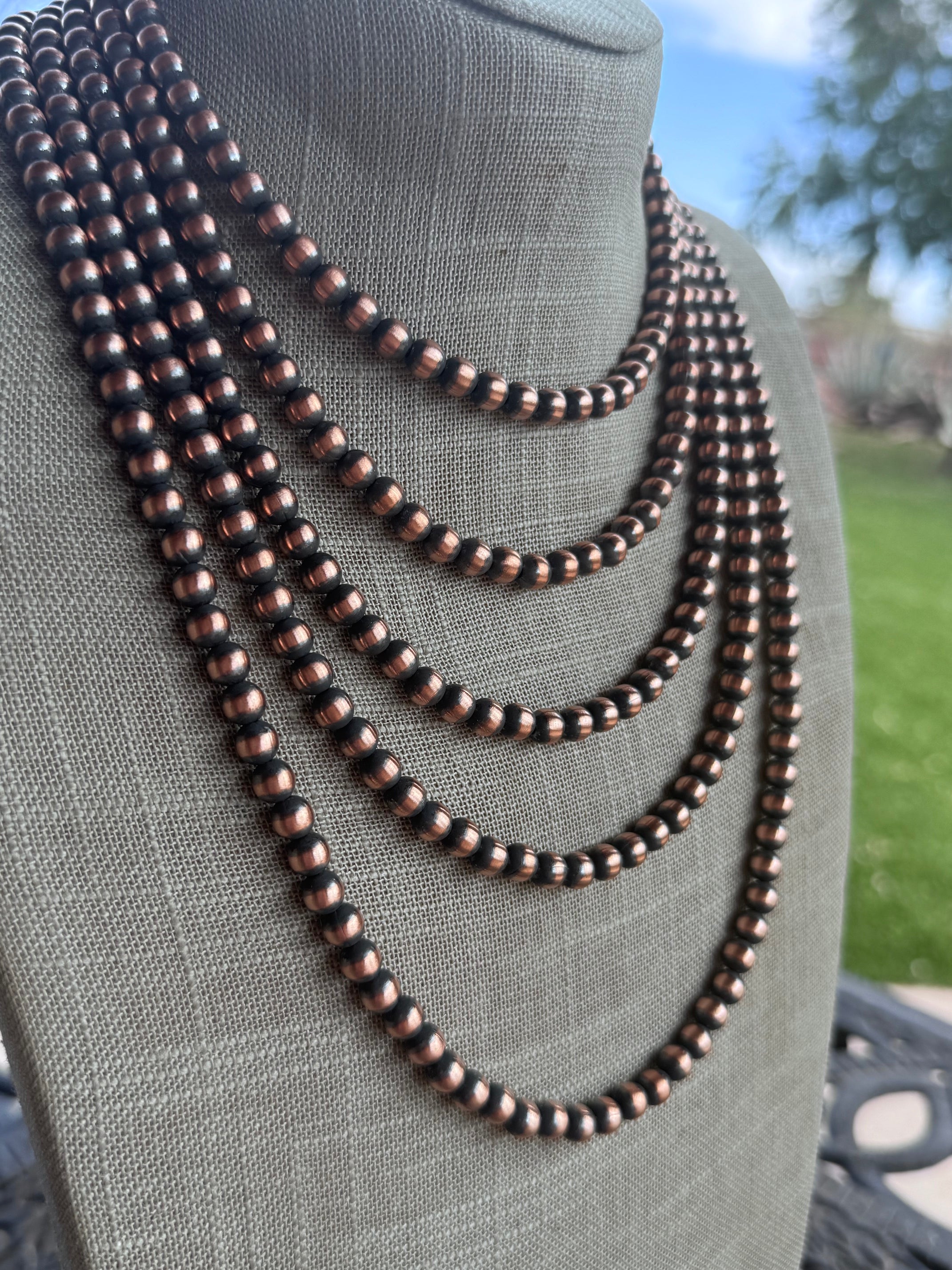 Handcrafted Copper 6mm Beaded Necklace