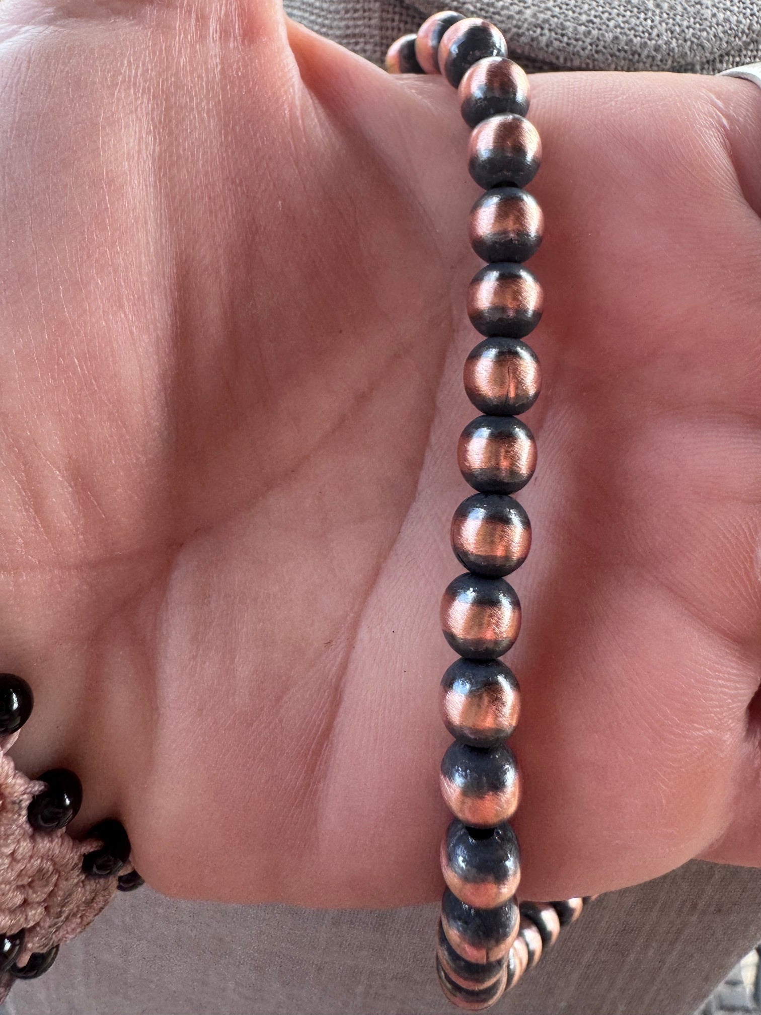 Handcrafted Copper 6mm Beaded Necklace