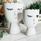 Coquette Porcelain Vases Set Of 2 Wink And Smile Ceramic Vases With Gold Trim Slim Vanity Decor