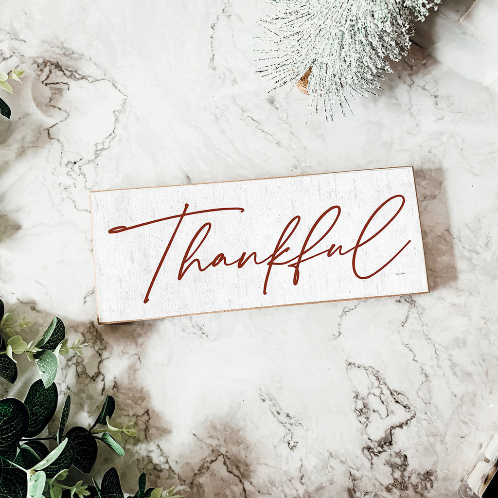 Give Thanks Rustic Wall Sign Set 10x4x1 Inch, Rust Background White Script, Single Or 2-Pack