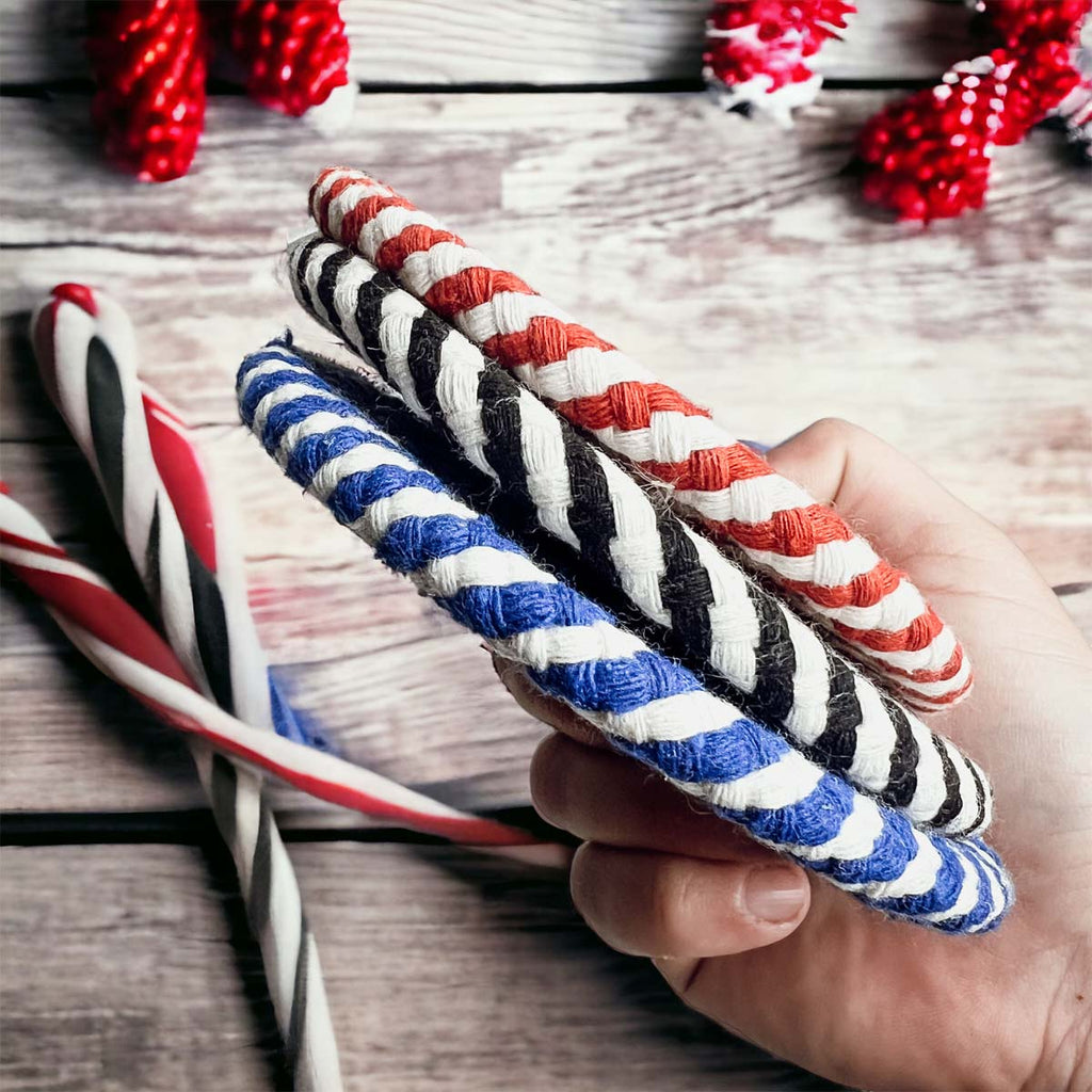 Black Braided Coaster Set 4-Pack Candy Cane Stripe Coasters Table Protectors
