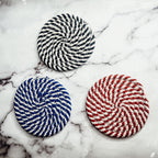 Black Braided Coaster Set 4-Pack Candy Cane Stripe Coasters Table Protectors