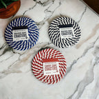 Black Braided Coaster Set 4-Pack Candy Cane Stripe Coasters Table Protectors
