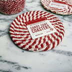 Black Braided Coaster Set 4-Pack Candy Cane Stripe Coasters Table Protectors