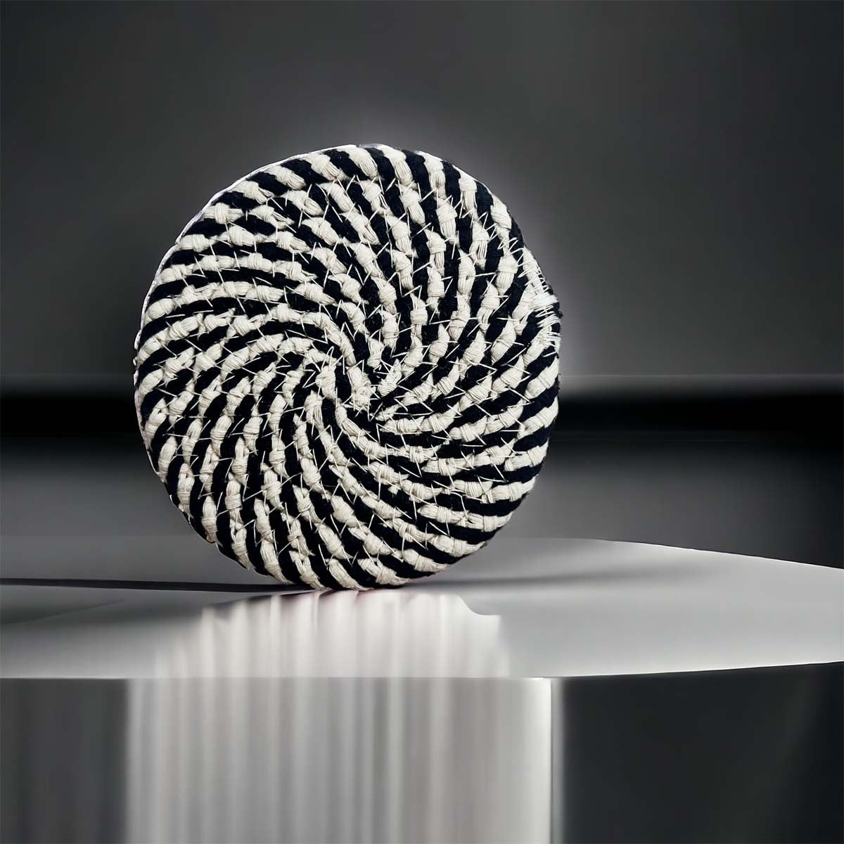 Black Braided Coaster Set 4-Pack Candy Cane Stripe Coasters Table Protectors