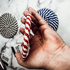 Black Braided Coaster Set 4-Pack Candy Cane Stripe Coasters Table Protectors
