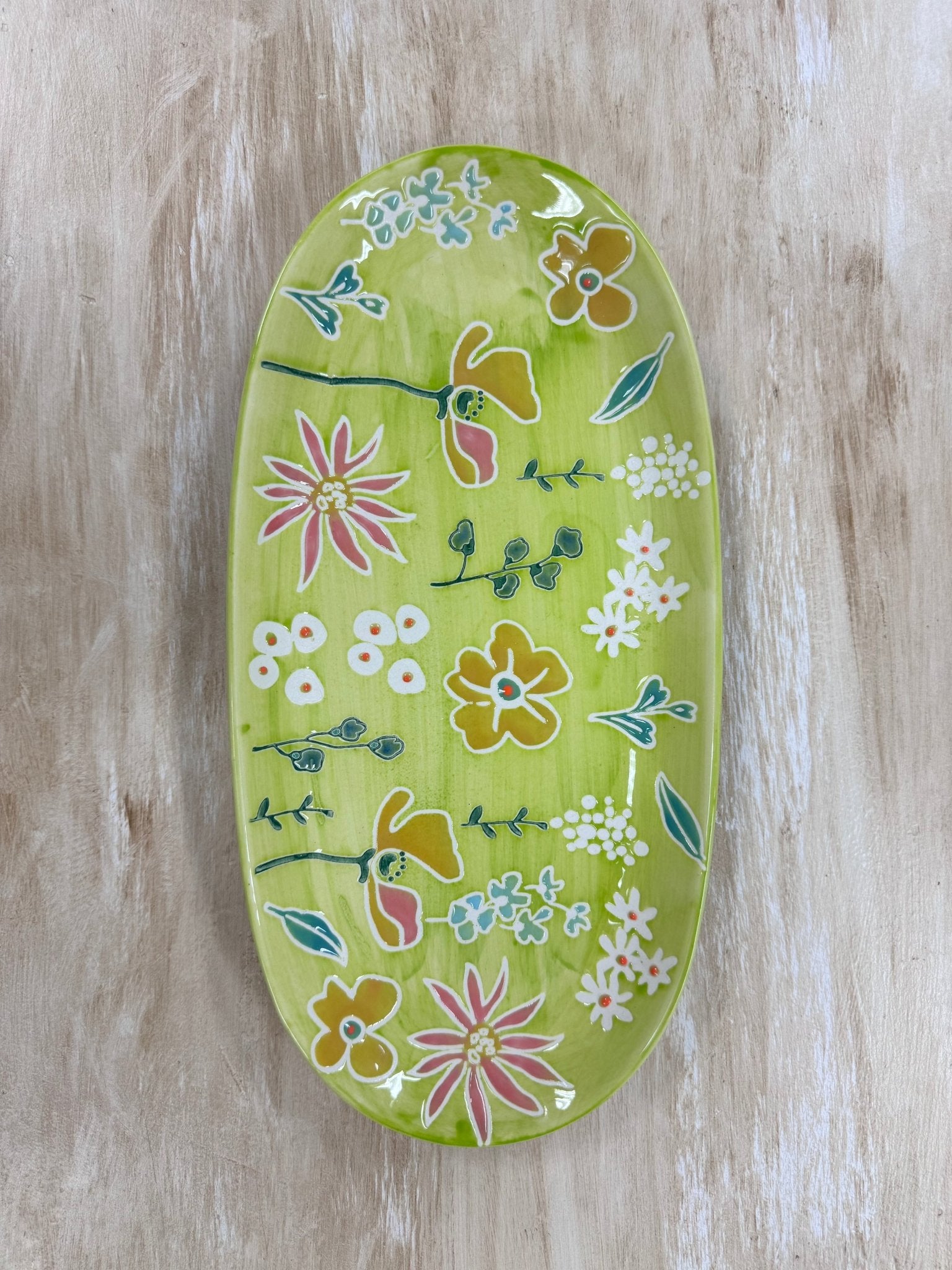 Primavera Handpainted Stoneware Oval Tray - Che Cose Belle