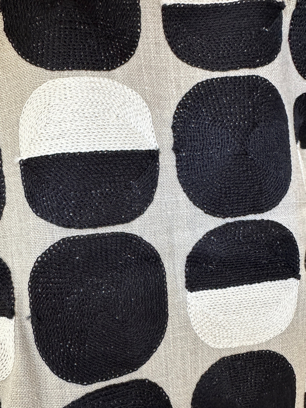Embroidered Oval Pillow Cover - Black