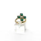 Turquoise Pearl Glory Cross Ring