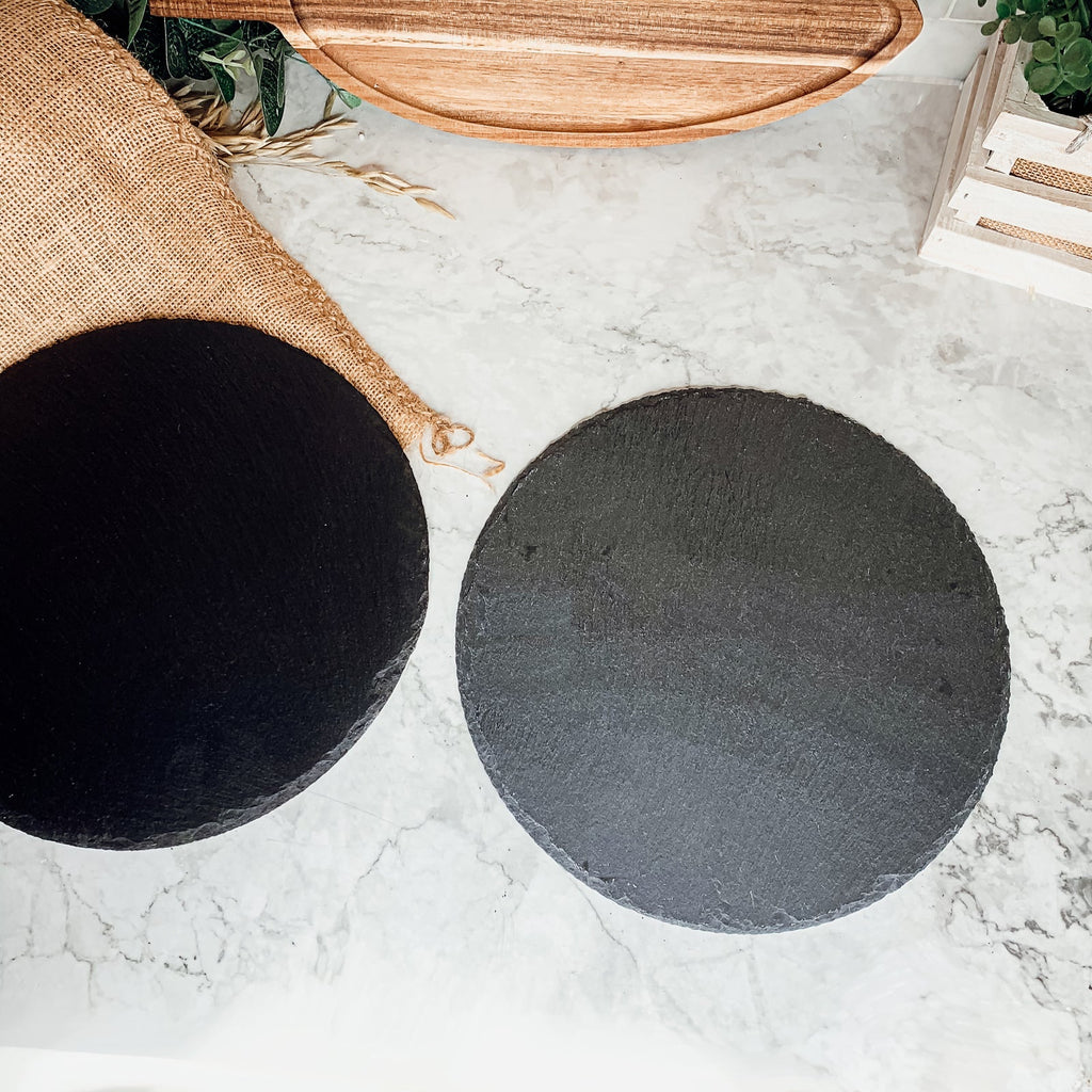 Slate Round 11" Cheese Board Natural Layered Edge Slim 5-6mm