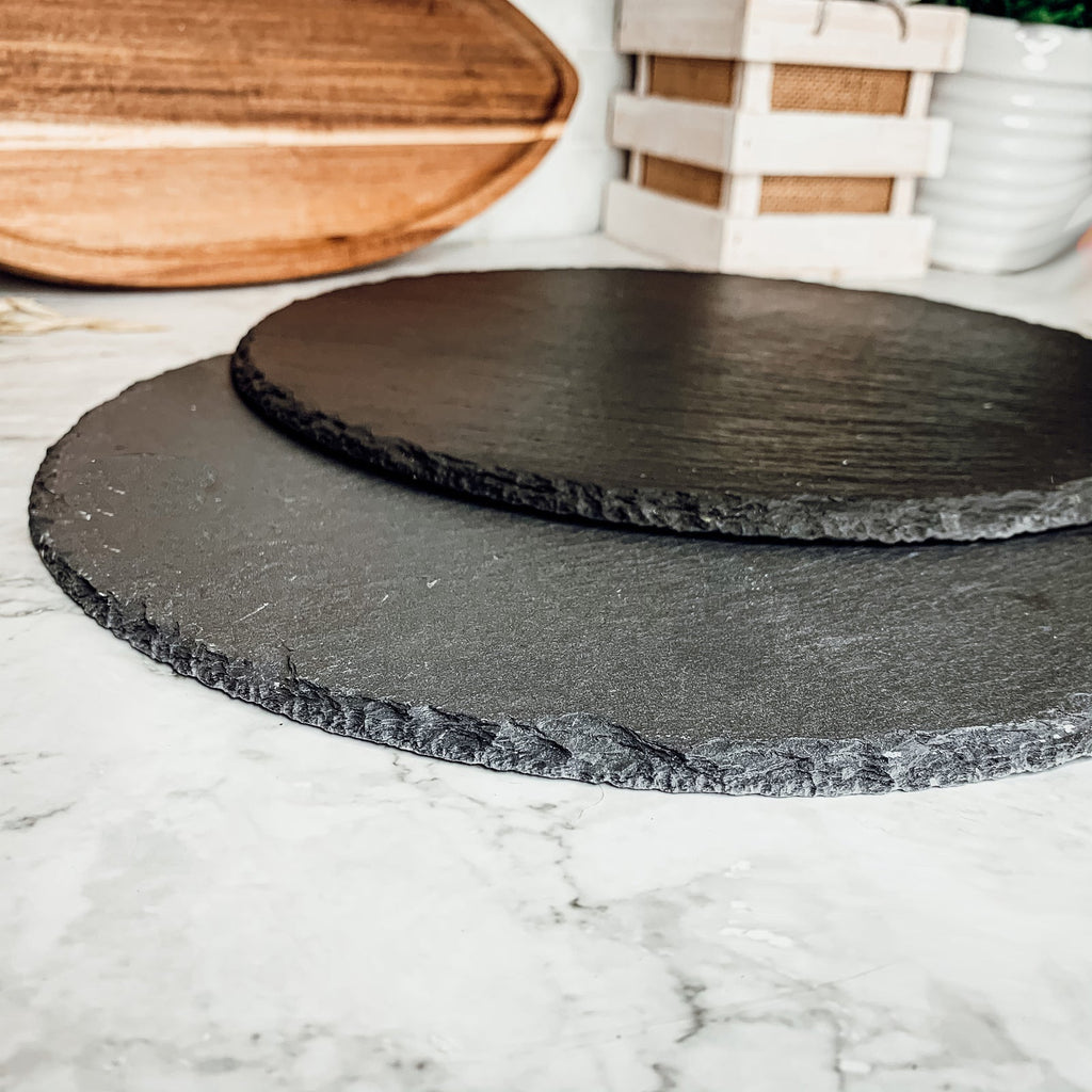 Slate Round 11" Cheese Board Natural Layered Edge Slim 5-6mm