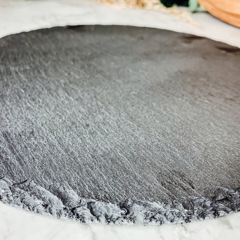 Slate Round 11" Cheese Board Natural Layered Edge Slim 5-6mm