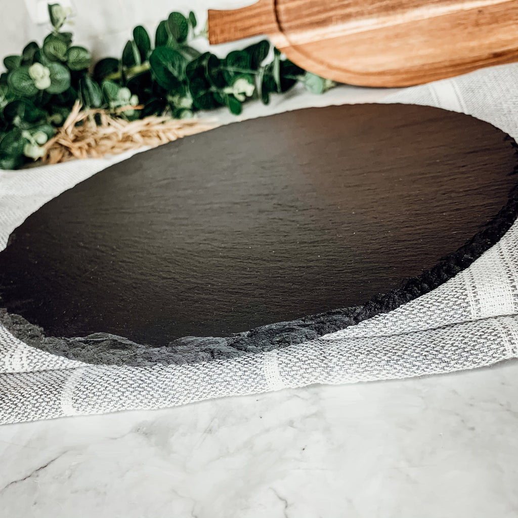 Slate Round 11" Cheese Board Natural Layered Edge Slim 5-6mm