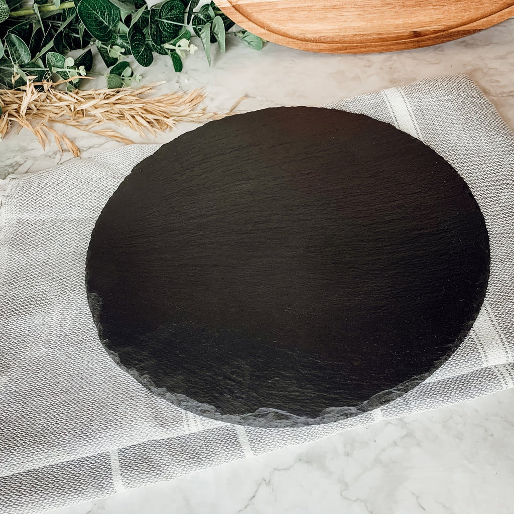 Slate Round 11" Cheese Board Natural Layered Edge Slim 5-6mm