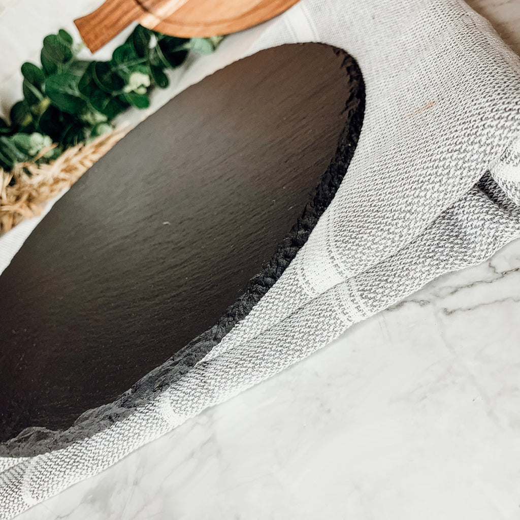 Slate Round 11" Cheese Board Natural Layered Edge Slim 5-6mm