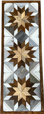 Handmade Amish Barn Quilt Banner Wall Art – 10.5in x 30in Reclaimed Wood Mosaic