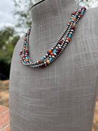 Handcrafted Multi Stone & Sterling Silver 3-5mm Beaded Necklace 18"