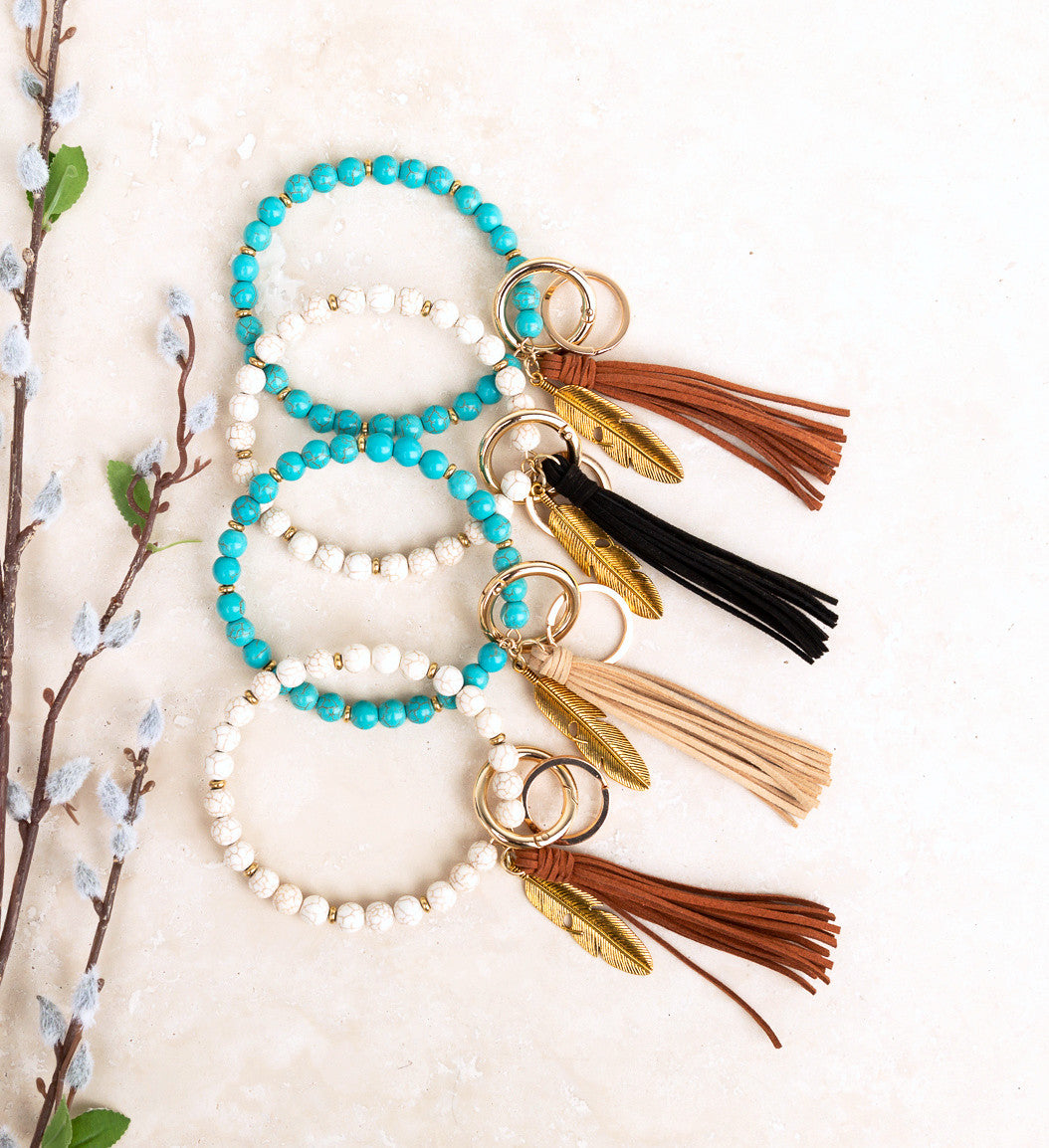 Boho Stone Key Ring Bracelet
