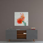 Orange Watercolor Poppy Glass Wall Art