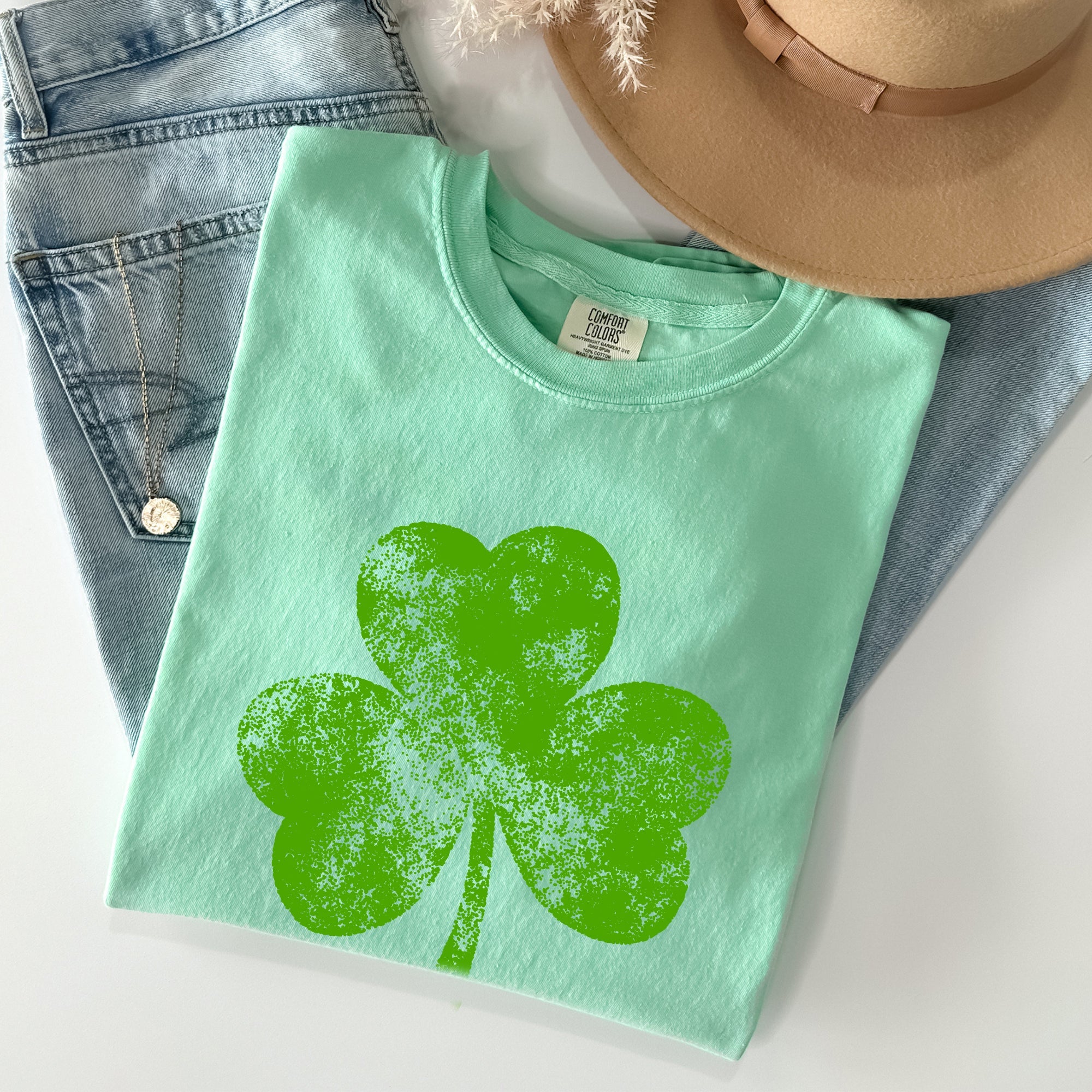 Vintage Shamrock, St Patrick's Day Comfort Colors Tshirt