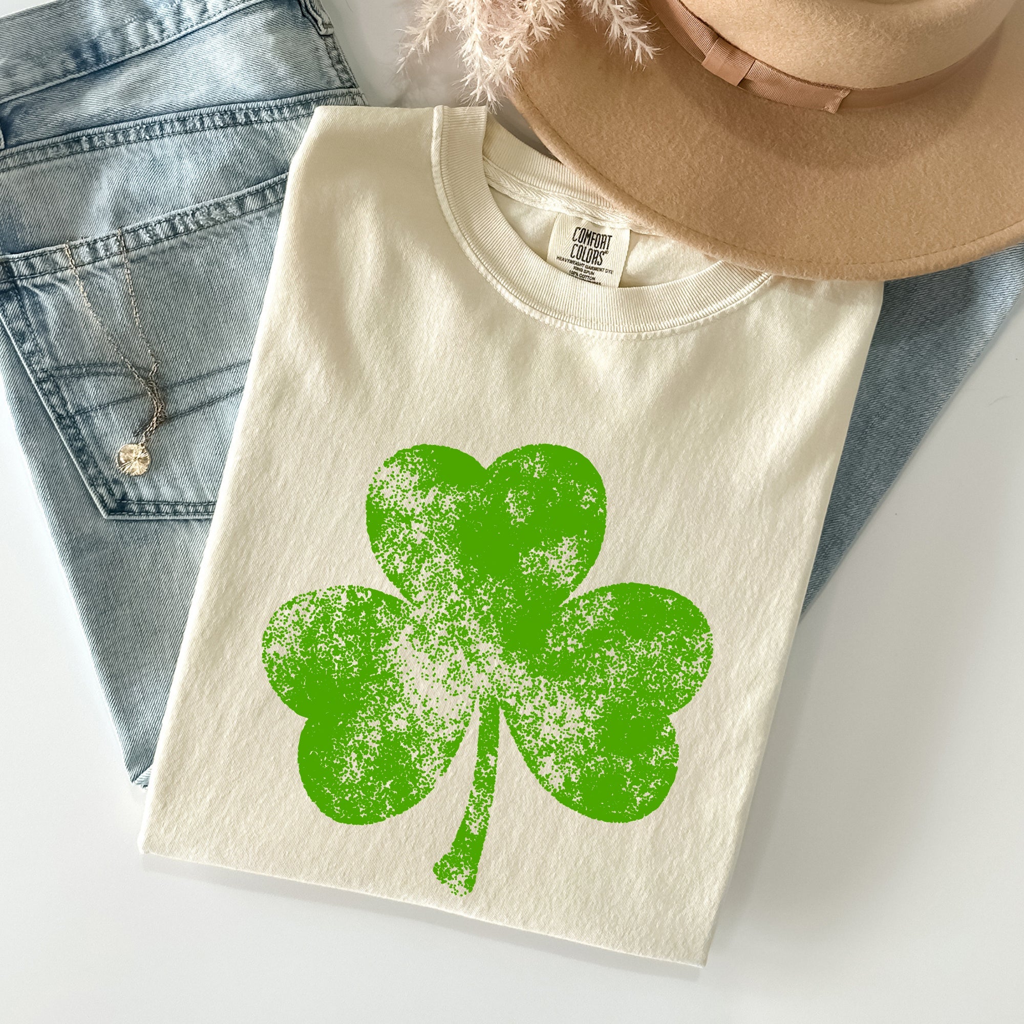 Vintage Shamrock, St Patrick's Day Comfort Colors Tshirt