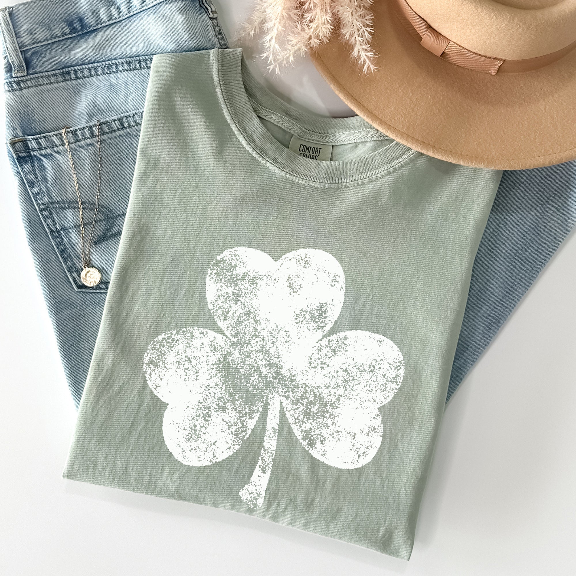 Vintage Shamrock, St Patrick's Day Comfort Colors Tshirt