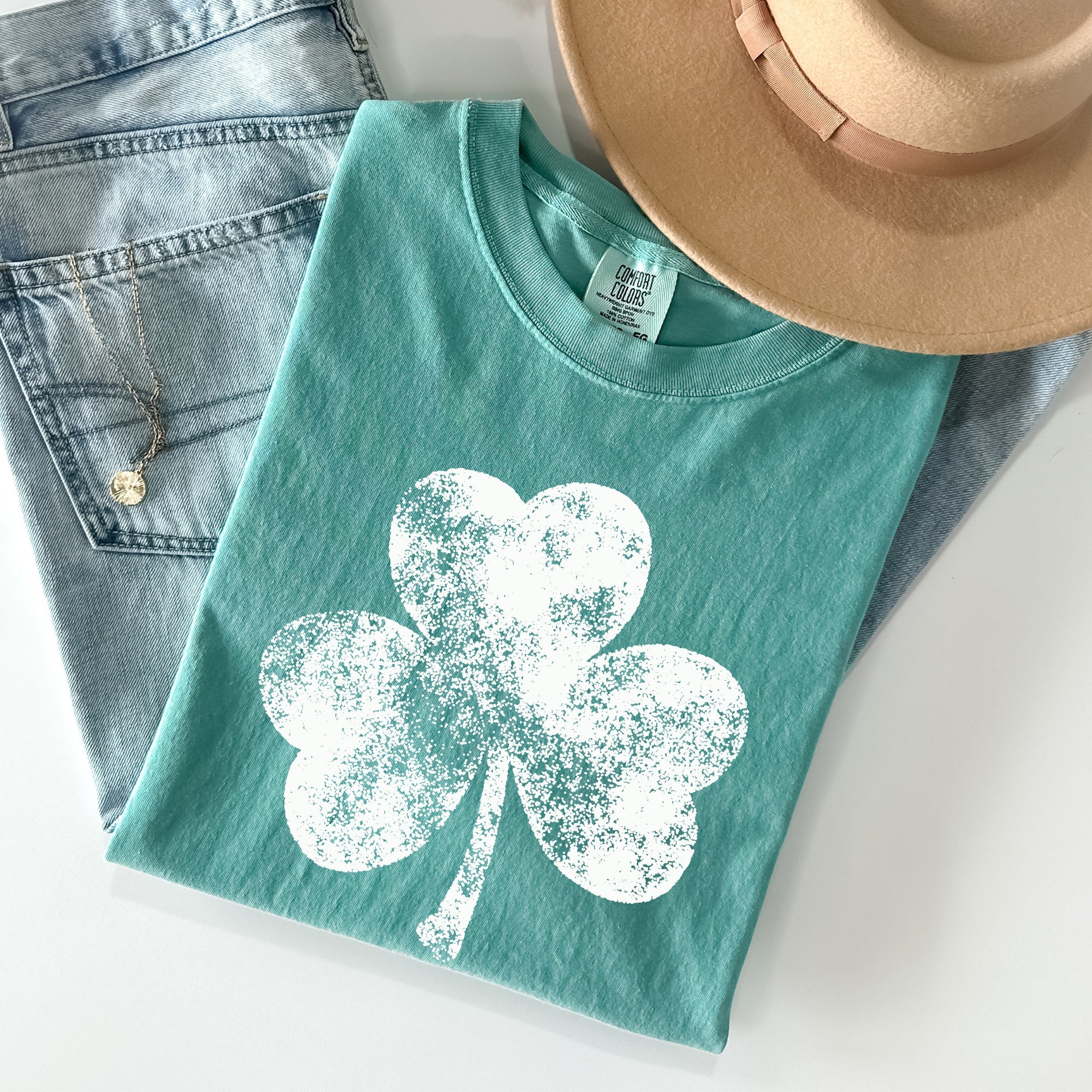 Vintage Shamrock, St Patrick's Day Comfort Colors Tshirt