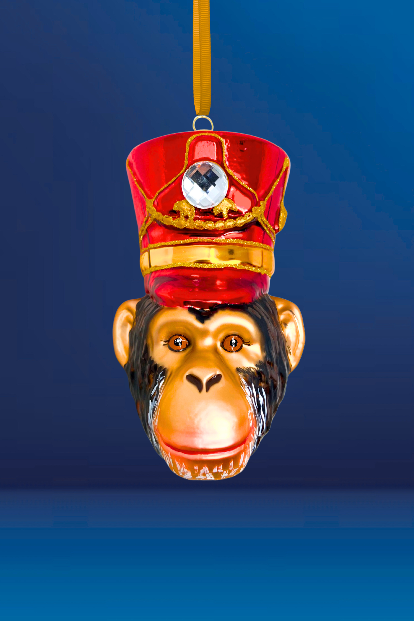 KRG Chimpanzee Head Polish Glass Ornament