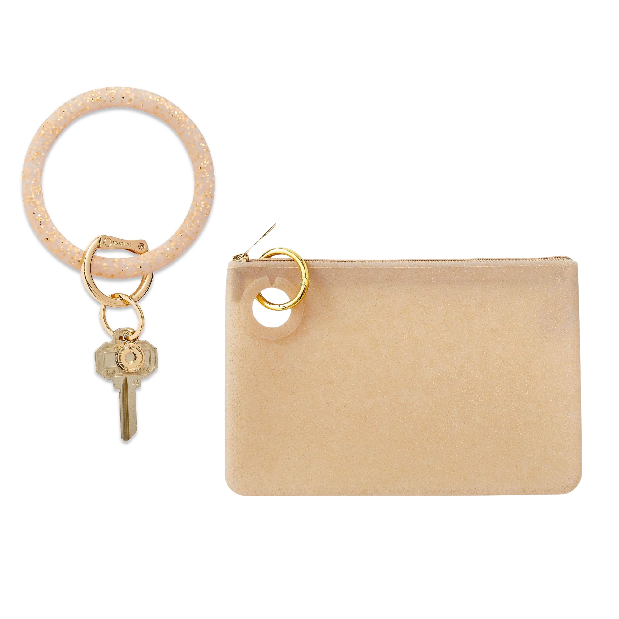 Large Pouch Wristlet - Gold Confetti