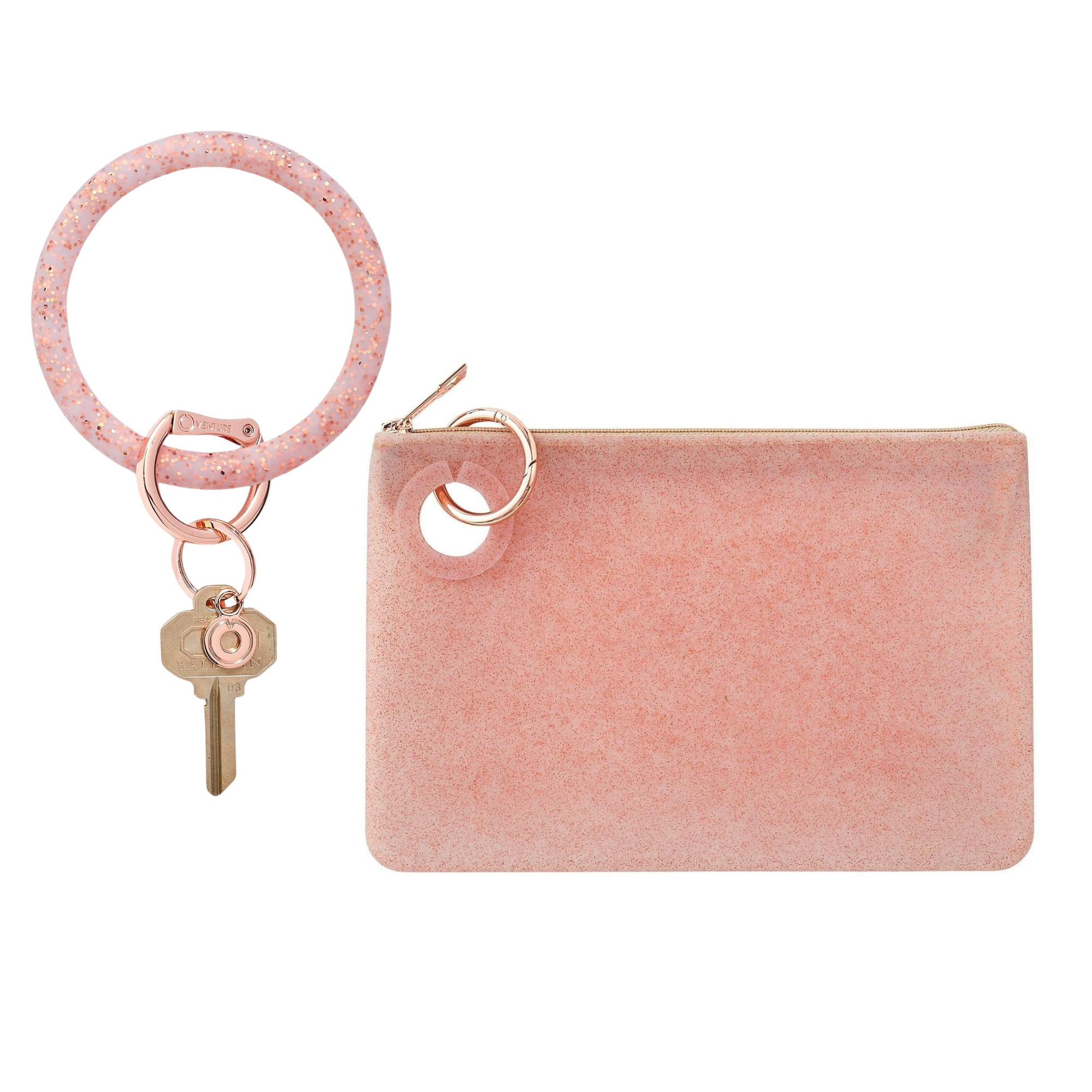 Large Pouch Wristlet - Rose Gold Confetti