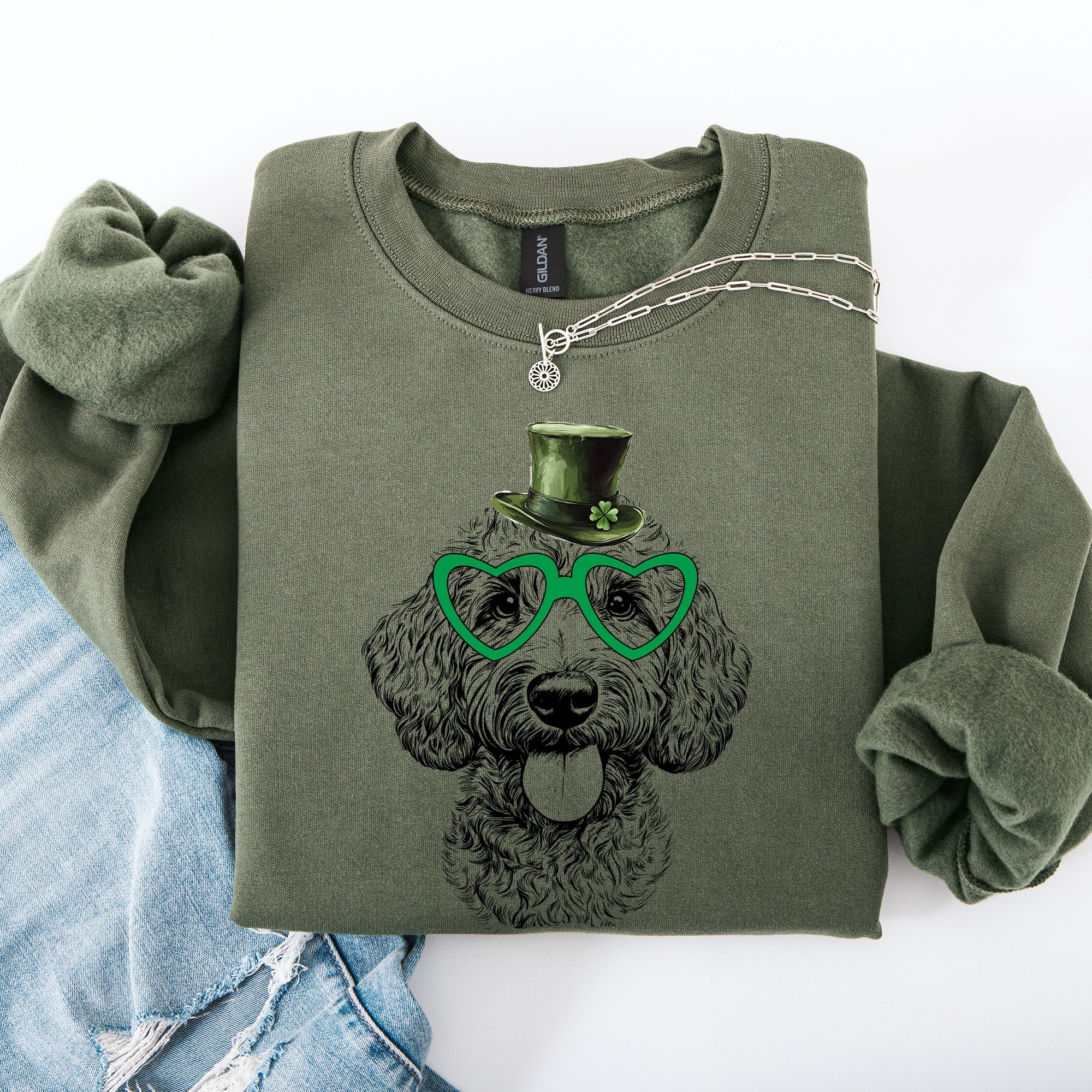 Labradoodle, Adorable Dog, St Patrick's Day, Lucky, Irish Sweatshirt