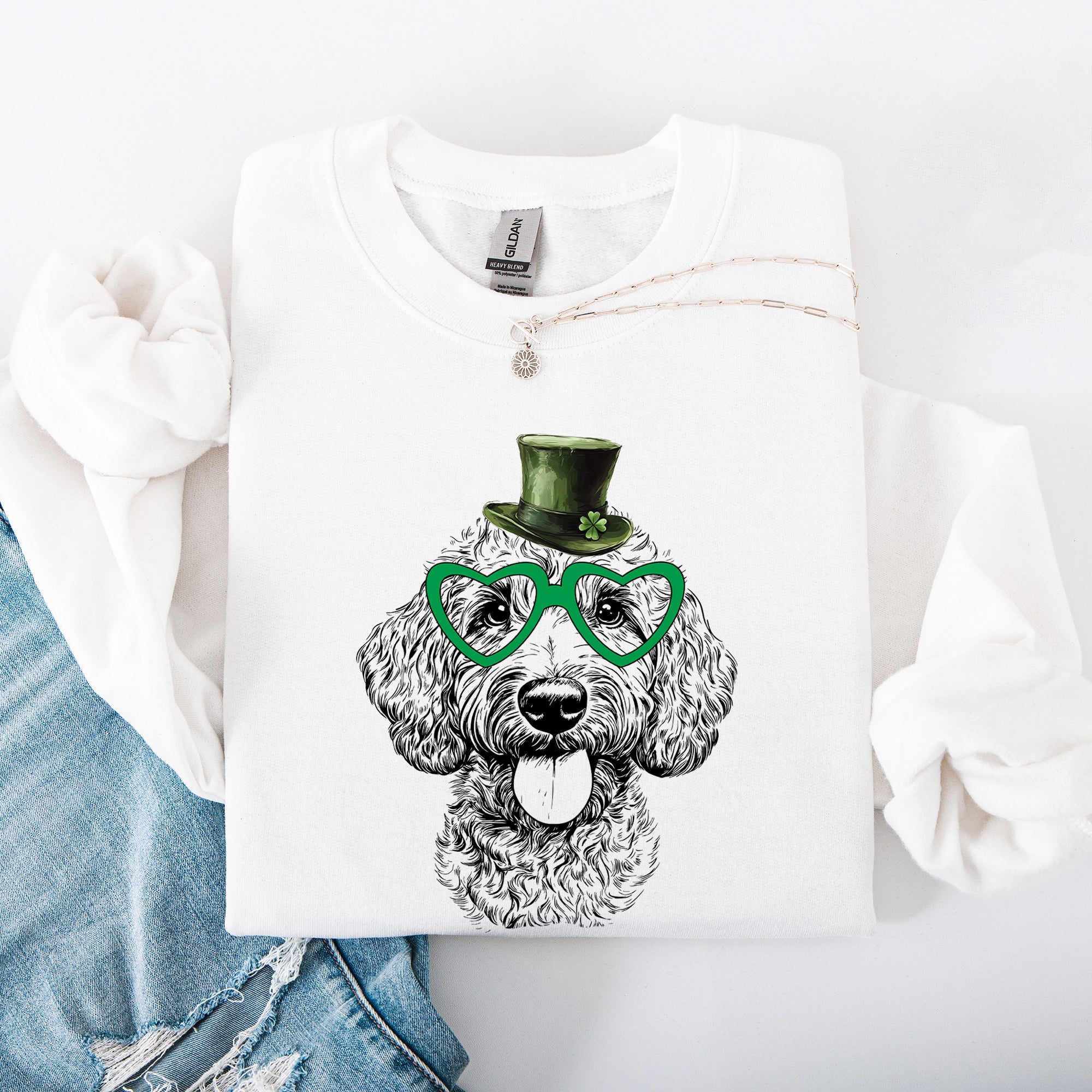 Labradoodle, Adorable Dog, St Patrick's Day, Lucky, Irish Sweatshirt