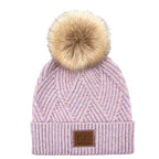 C.C Women's Heather Beanie Hat With Pom And Suede Patch