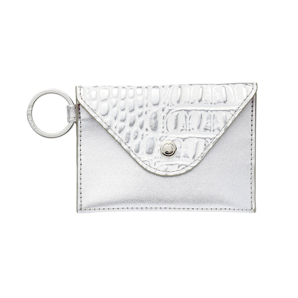 Keychain Wallet — Silver Leather Envelope Wallet