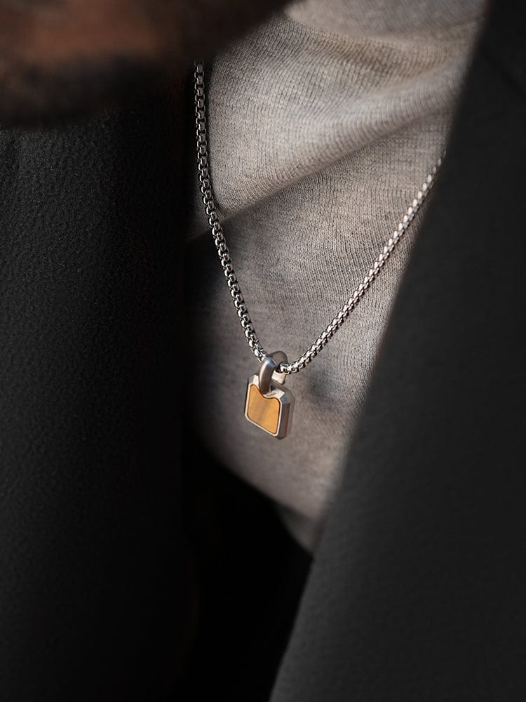 Tiger Eye Square Pendant Necklace