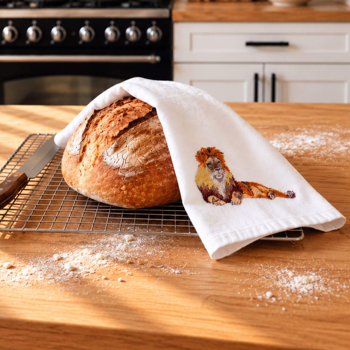 African Wildlife Cotton Tea Towels - Handmade Kitchen Gift