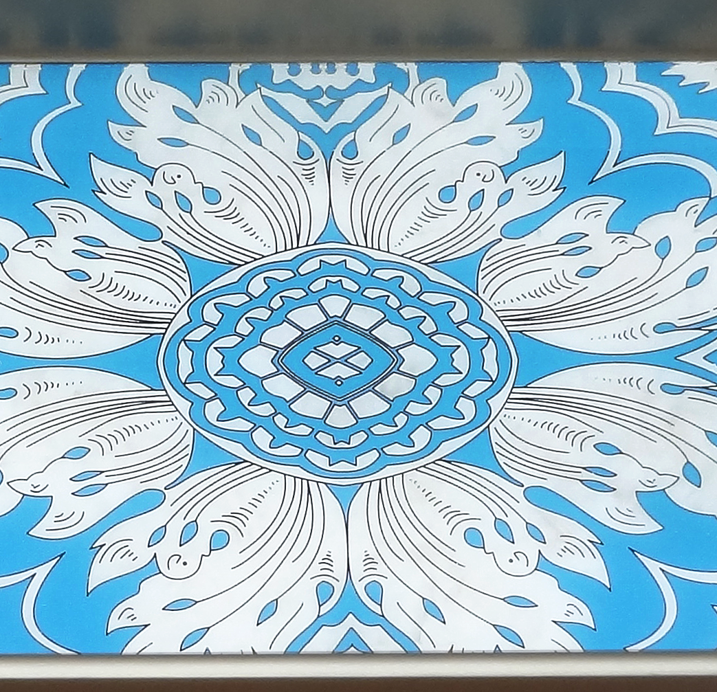 Handmade Reverse Painted Mirror Tray Sky Blue - Medium Arcadia Home
