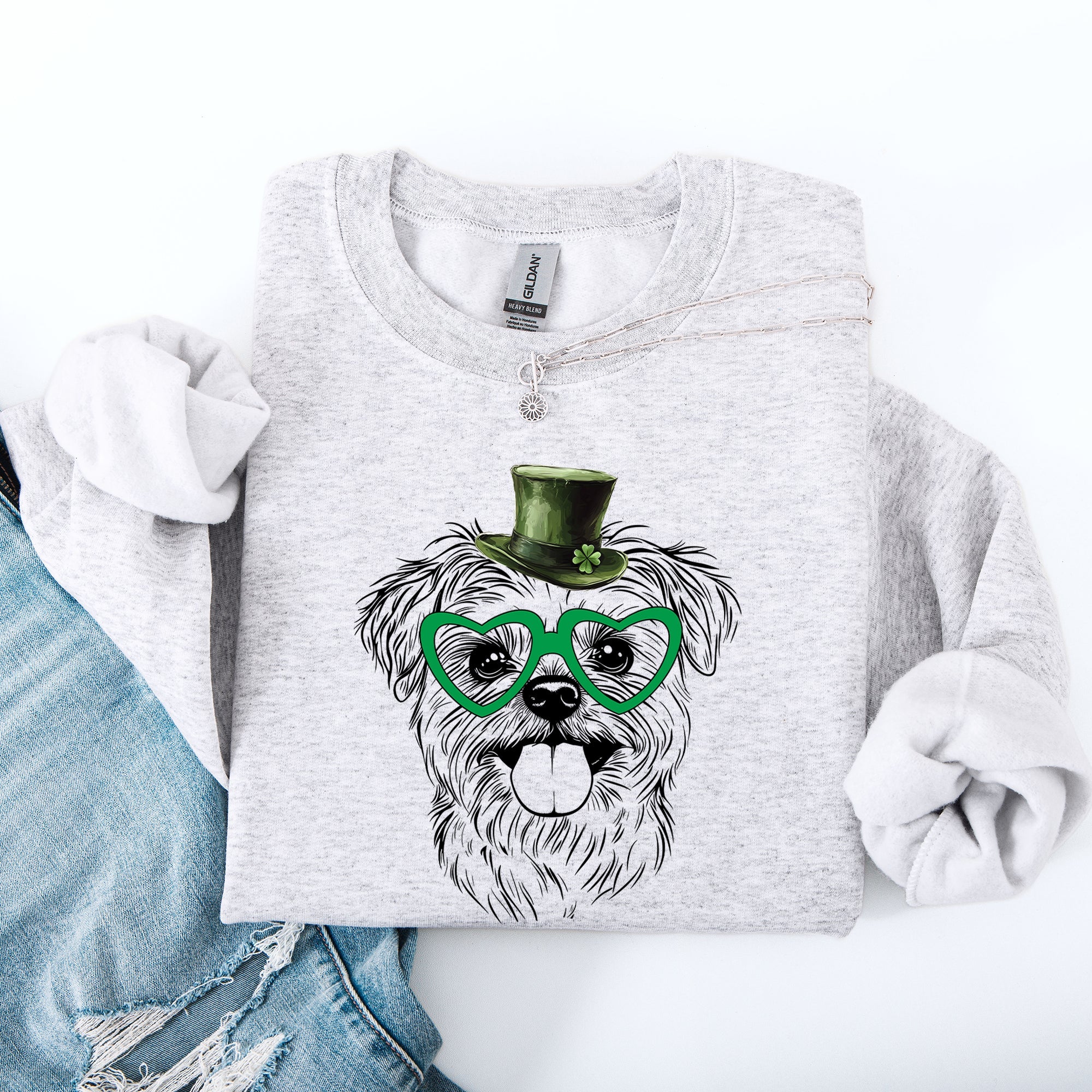 Maltese, Adorable Dog, St Patrick's Day, Lucky, Irish Sweatshirt