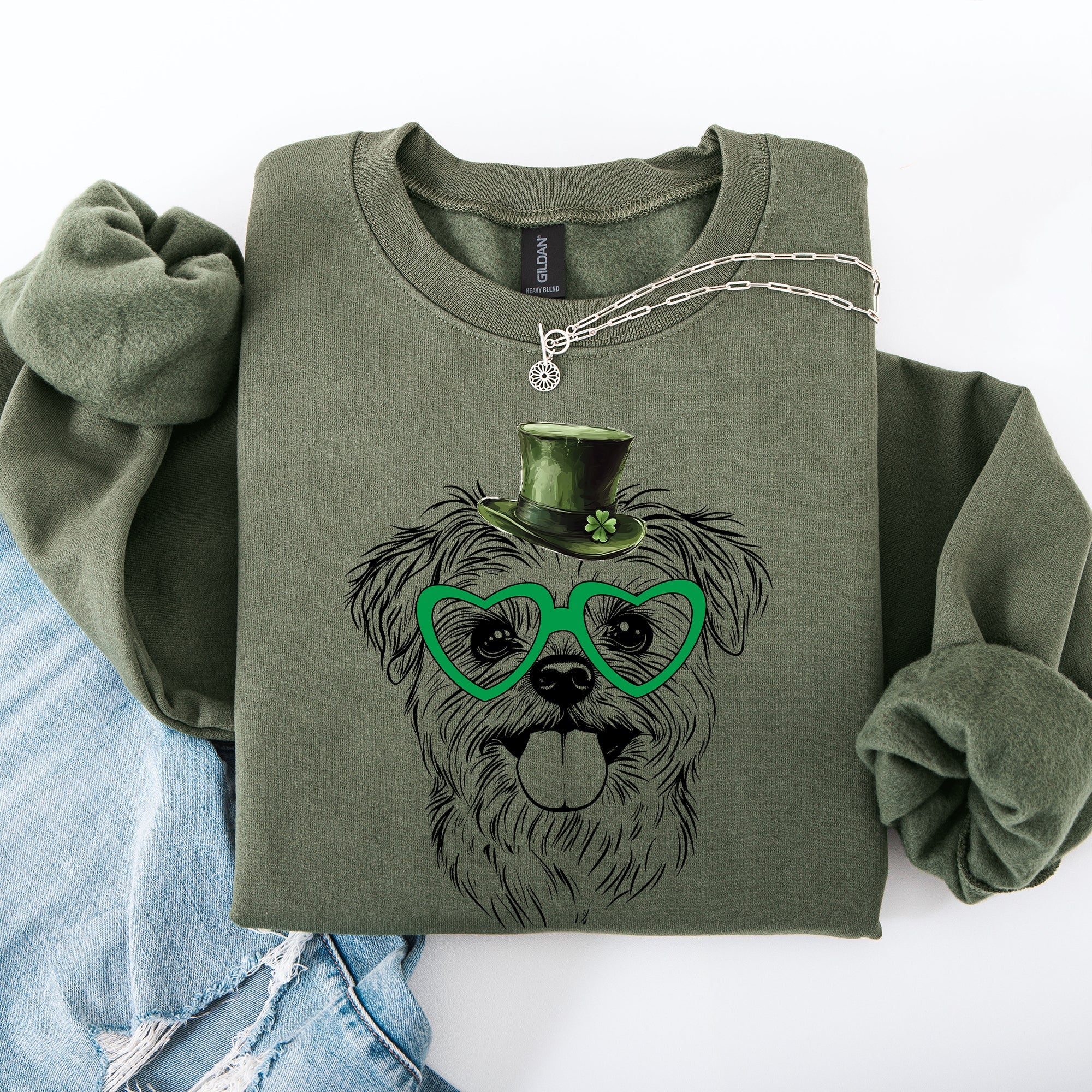 Maltese, Adorable Dog, St Patrick's Day, Lucky, Irish Sweatshirt