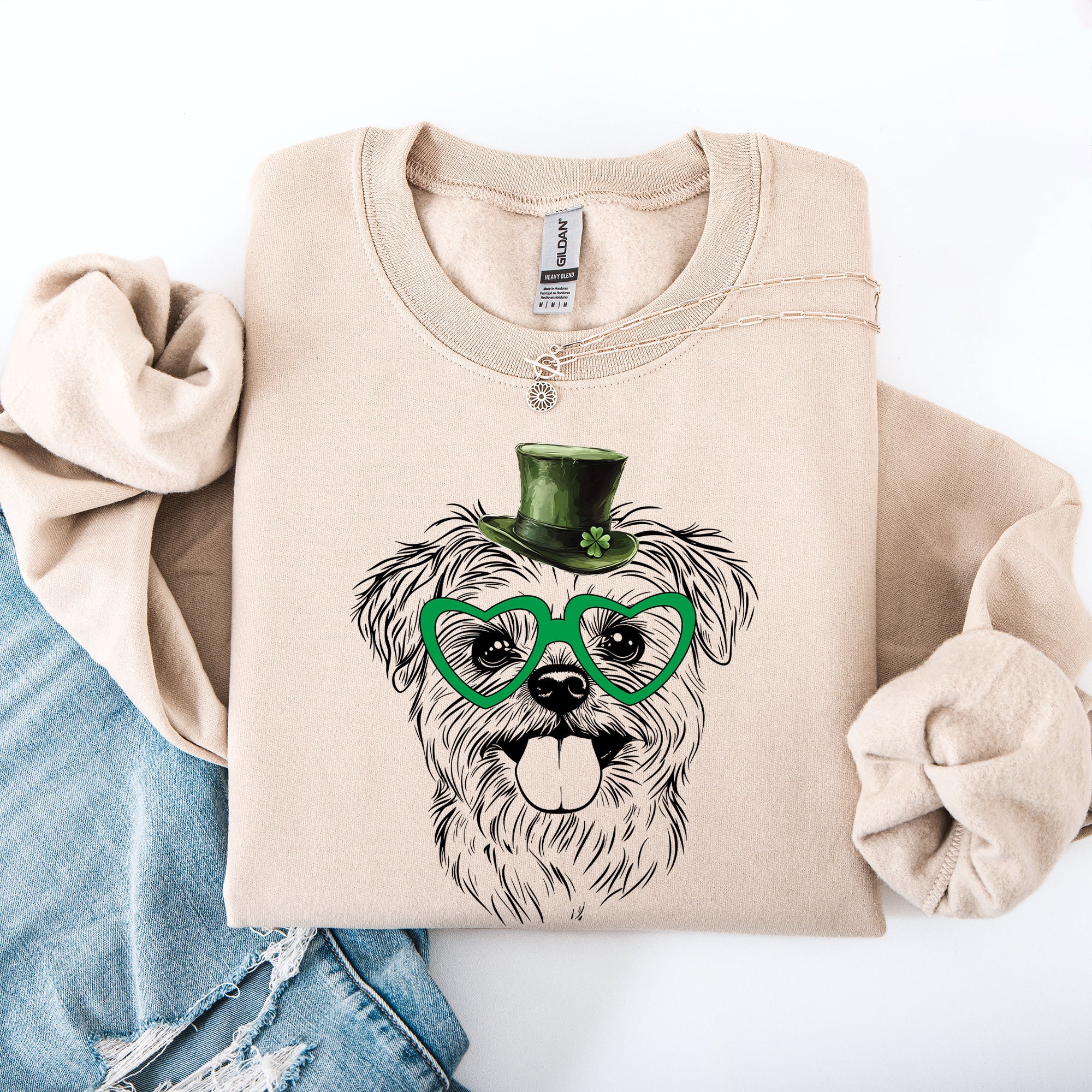 Maltese, Adorable Dog, St Patrick's Day, Lucky, Irish Sweatshirt
