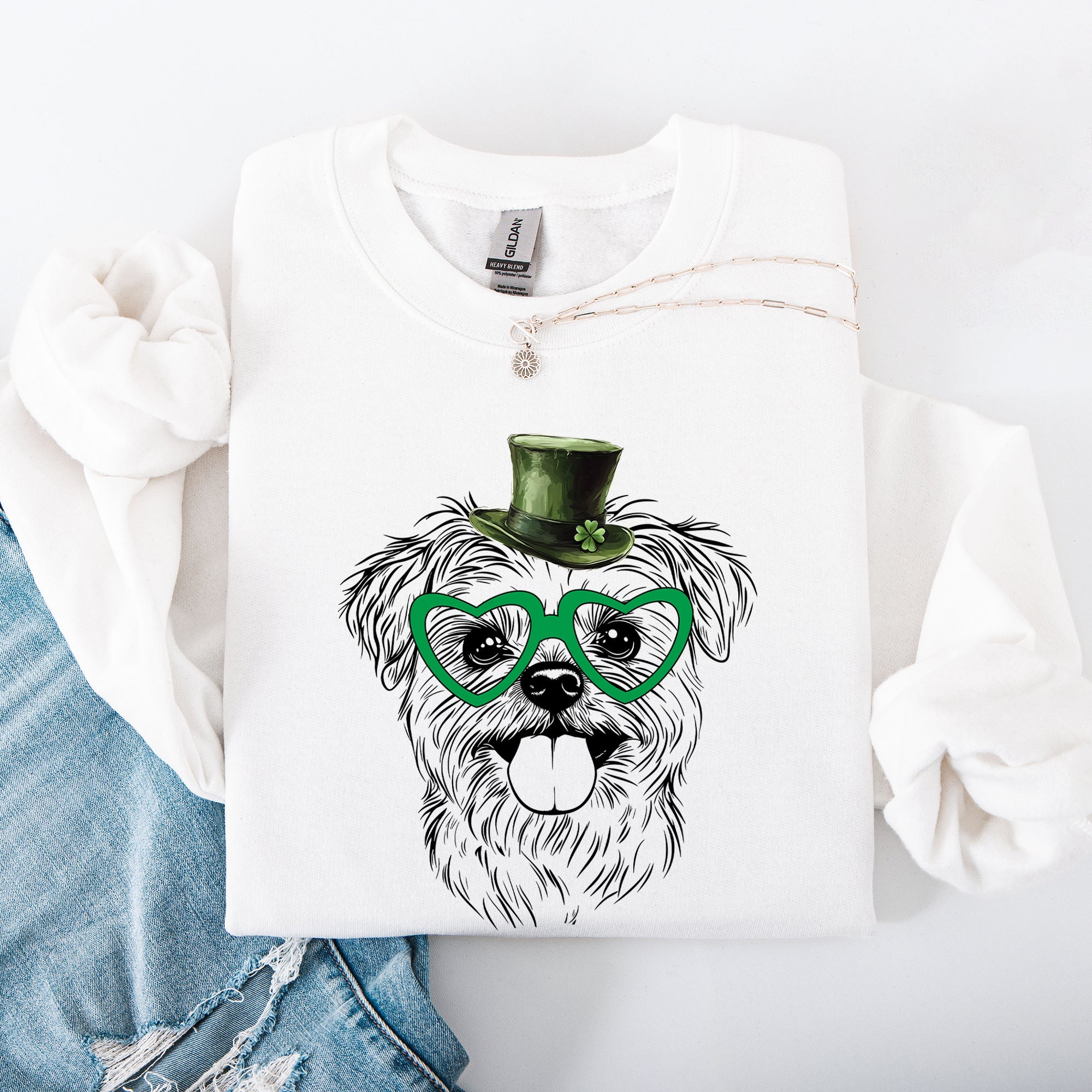 Maltese, Adorable Dog, St Patrick's Day, Lucky, Irish Sweatshirt