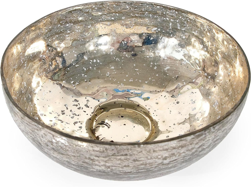 Mercury Glass Silver Finish Decorative Bowl