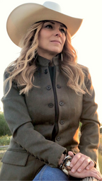 Women's Military Coat - Grey (Black Accents)