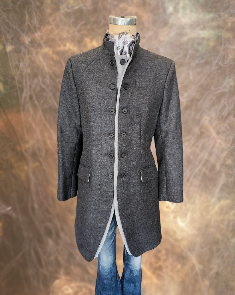 Women's Military Coat - Grey (Light Grey Accents)