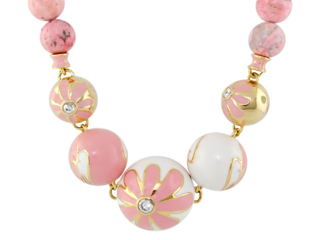 Fab Pink Flower Enamel Necklace